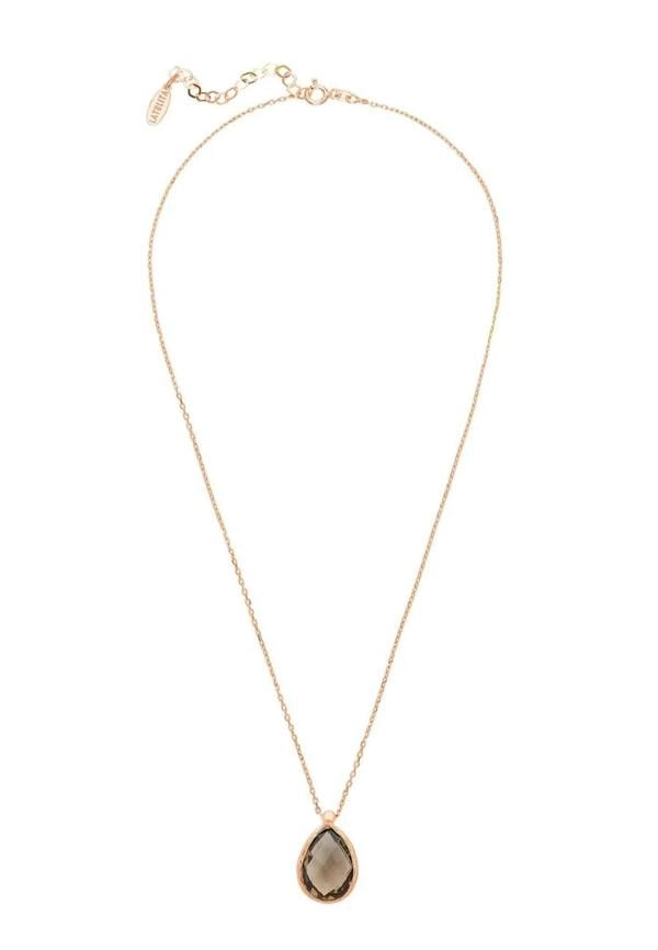 Petite Drop Necklace Rosegold Smokey Quartz Hydro - LATELITA Necklaces