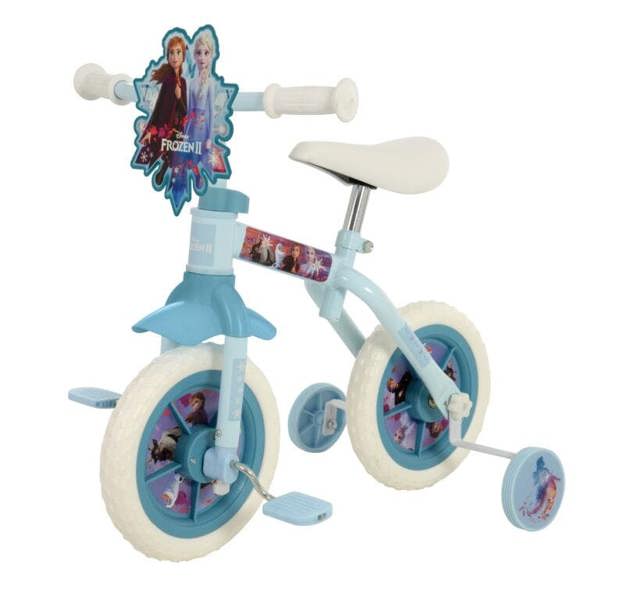 MV Sports MV Frozen 2 Kids 2-In-1 10" Training Bike - Balance/Pedal w/ Stabilisers