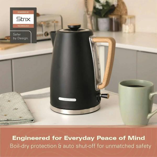 Hamilton Beach Scandi 1.7L Kettle - Matte Black with Wood Effect