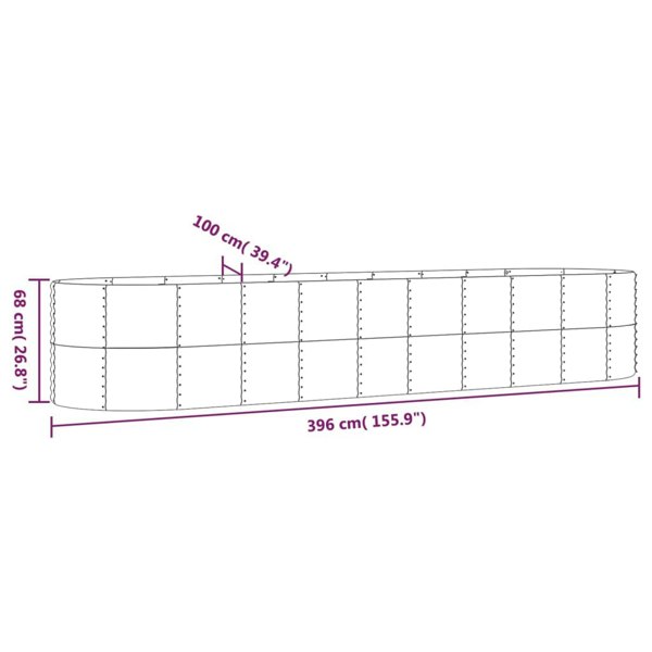 Berkfield Garden Raised Bed Powder-coated Steel 396x100x68 cm Anthracite