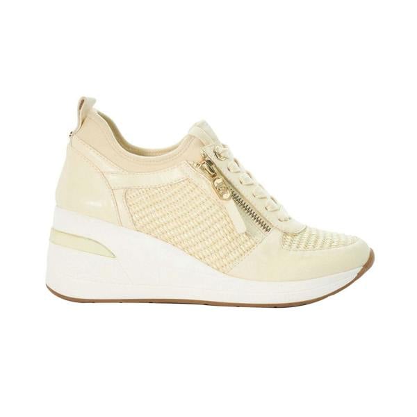 Dune London Womens/Ladies Eilin Lace Up Wedge Trainers - Natural - 