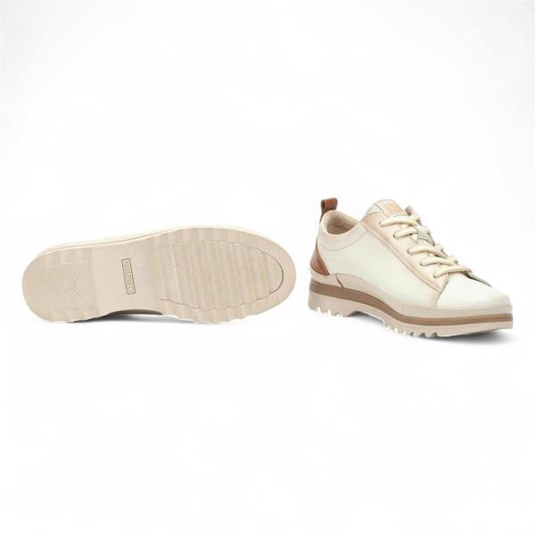 Pikolinos Women’s Nata White Leather Laces & Zipper Trainers - Vigo