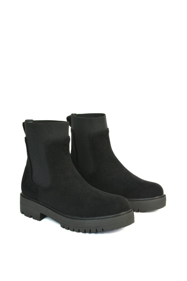 XY LONDON Black Ankle Boots Pull On Elasticated Gusset Chelsea
