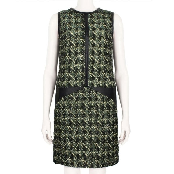 J. Mendel shift dress in shimmering woven houndstooth pattern