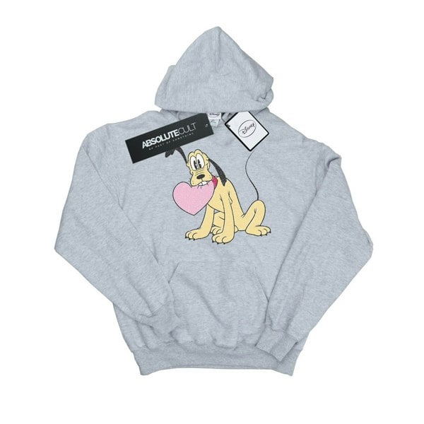 Disney Womens/Ladies Pluto Love Heart Hoodie - Sports Grey