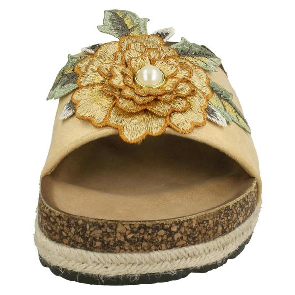 Spot On Ladies Spot On Flower Trim Mules