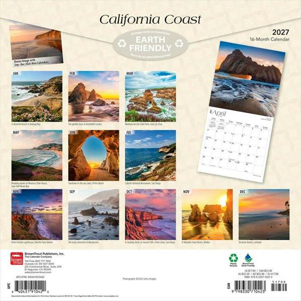 California Coast Calendar 2027, Wall Calendars, Month To View, Travel, Gift