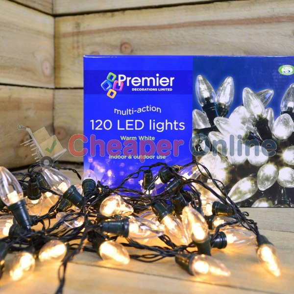 Samuel Alexander 11.9m 120 LED Premier Christmas Lights - Multi Action C6 Bulb in Warm White