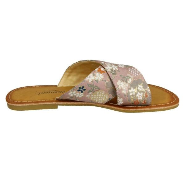 Savannah Ladies Savannah Cross Strap Patterned Mules