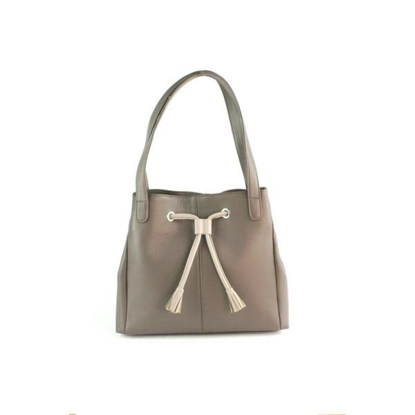 Eastern Counties Leather Keziah Leather Handbag - Taupe/Ivory - 