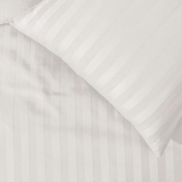 Smart Living Satin Stripe Duvet Cover With Pillowcases - White