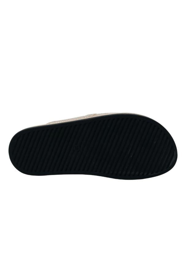 Crystal Imperial Suede Slip On Clog Mules Nude, featuring crystal embellished buckle detail