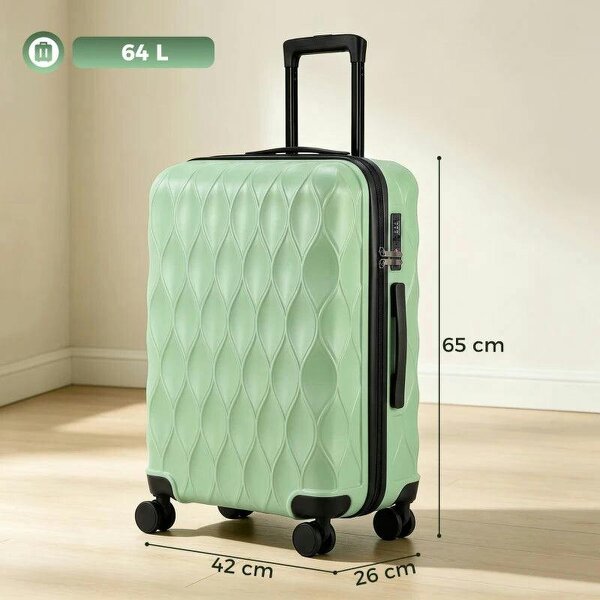 24Inch Suitcase, ABS Hard Shell Checked Luggage with TSA Lock, Spinner Wheels, Telescopic Handle, Green