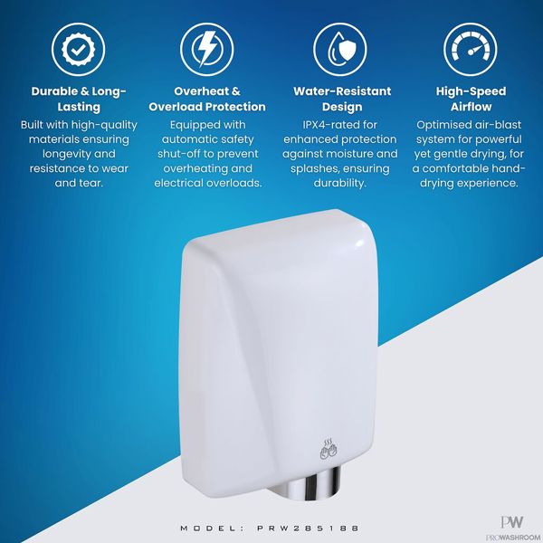 ProWashroom Pro Washroom Bathroom Hand Dryer 1600w ABS