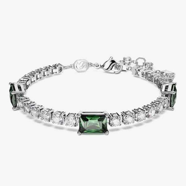 Swarovski Matrix Green Mixed Cuts Tennis Rhodium Plated Bracelet 5666422 (M)