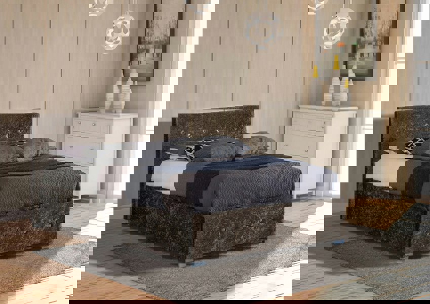 Comfy Living Nicole Crushed Velvet Ottoman Bed Frame