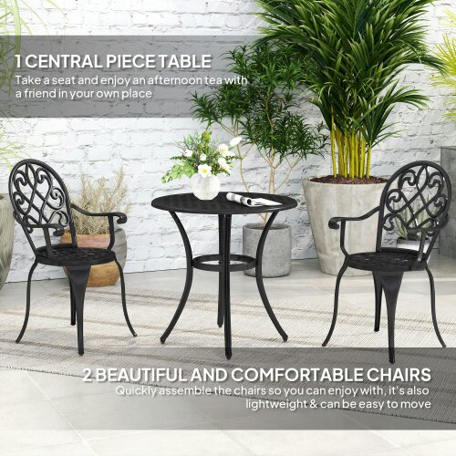 Wyld Haus Ninette Aluminium Black 3 Piece Garden Bistro Set