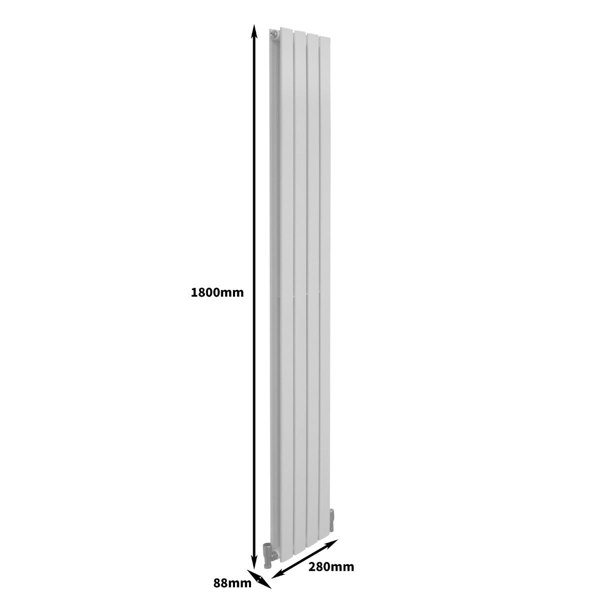 Designer Flat Panel Radiator - Gloss White (1800mm x 280mm)