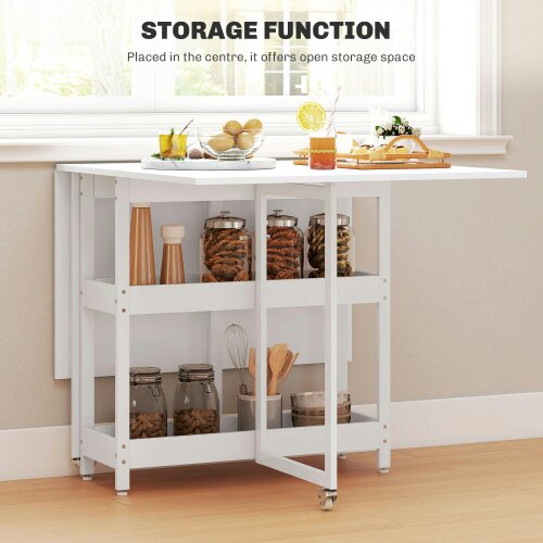 Wyld Haus Luloso Wooden White Drop Leaf Dining Table Seating 4