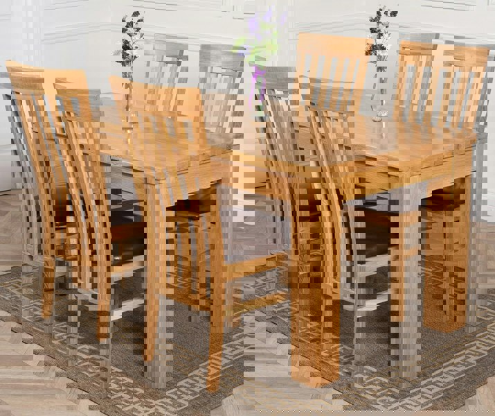 That's Furniture Dakota Medium Oak Dining Table with Harvard Oak Chairs