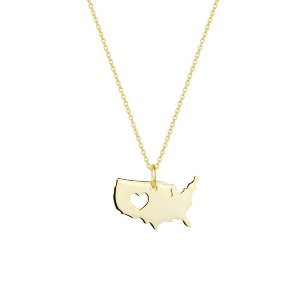 Spero London Love USA (America) Map Heart Necklace Sterling Silver