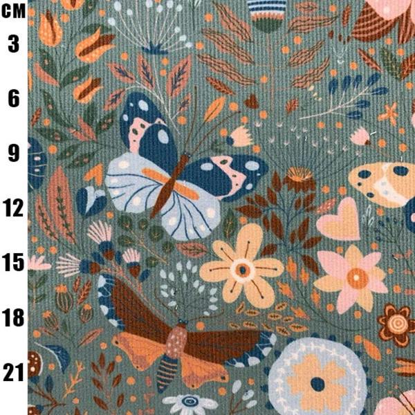 Minerva Printed Cotton Needlecord Dressmaking Fabric per metre, 145cm / 57" Wide
