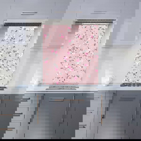 Warren Reed - Designer Pretty Pink Flower Pattern Kitchen Splashback