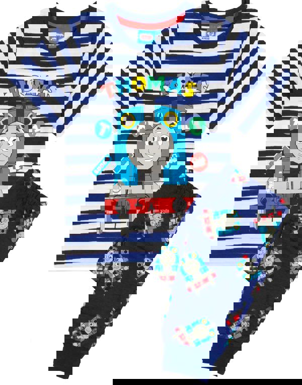 Thomas and Friends Boys Blue Thomas All-Over Print Short Sleeve Long Leg Pyjama Set