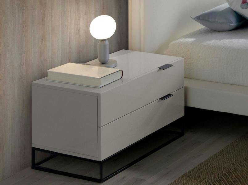 Angel Cerdá Bedside Table in Grey Wood and Black Steel 7004