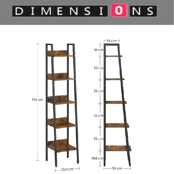 Modcraft 5 Tier Narrow Ladder Shelf