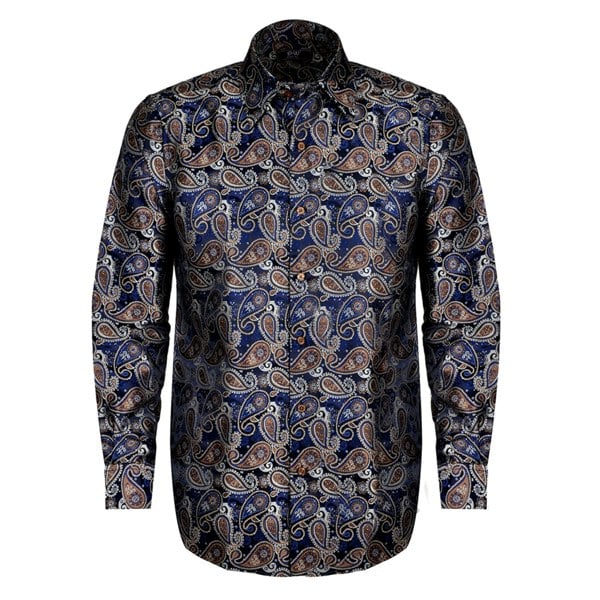 Kensington Paisley Jacquard Shirt – Brown