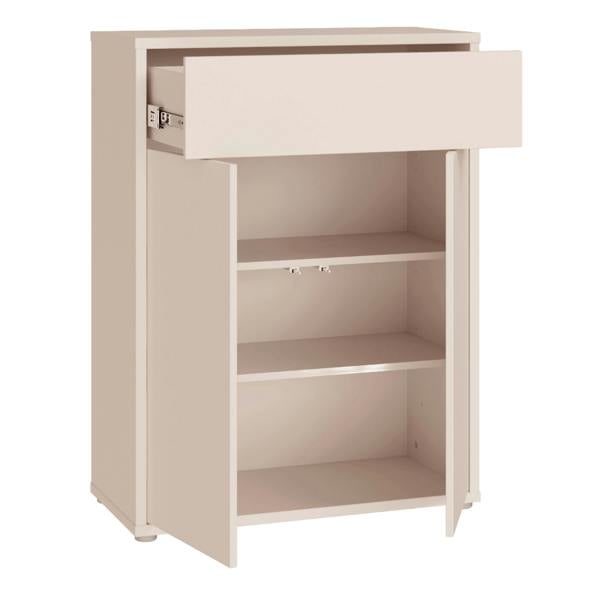 Furniture To Go Alice Springs Compact Shoe Cabinet with 2 Doors Push-to-Open & 1 Drawer Push-to-Open in Sand
