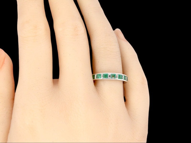 Vintage Tom A NEW white gold Emerald and Diamond eternity ring