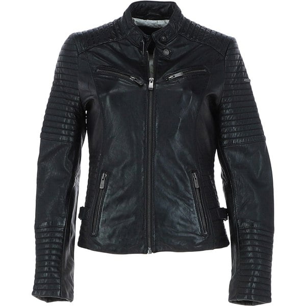 Real Leather Ribbed Detailing Biker Jacket: bikex