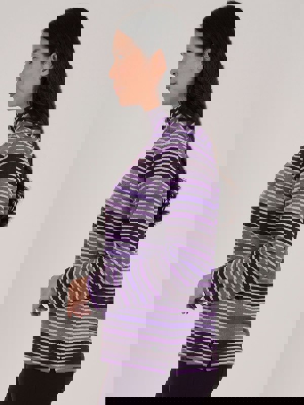 PennyPlain Striped Zip Funnel Neck- Mulberry