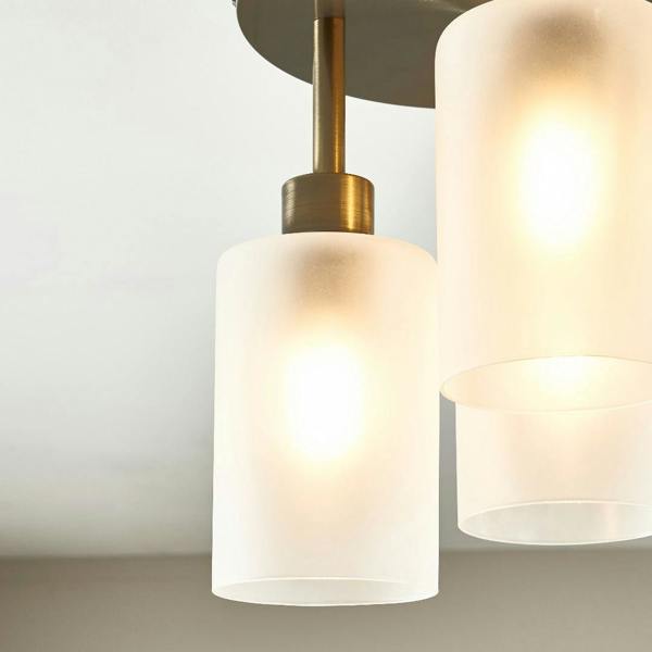 Pagazzi Lighting Kingsholm 3-Light Antique Brass Semi-Flush Plate