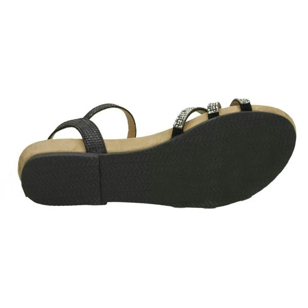 Savannah Ladies Leather Collection Flat Diamante Sandals
