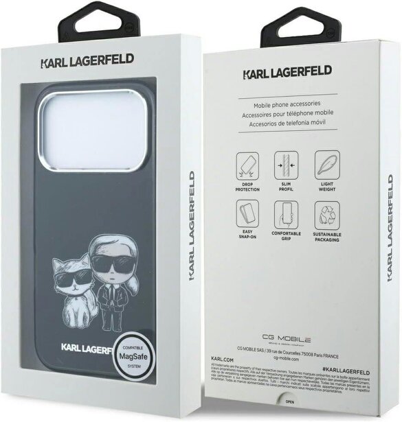 Karl Lagerfeld Smooth PU Leather Case with Sketch Print and MagSafe for iPhone 17/18 Pro 6.3" Black - KLHMP18L6PWKCIDK
