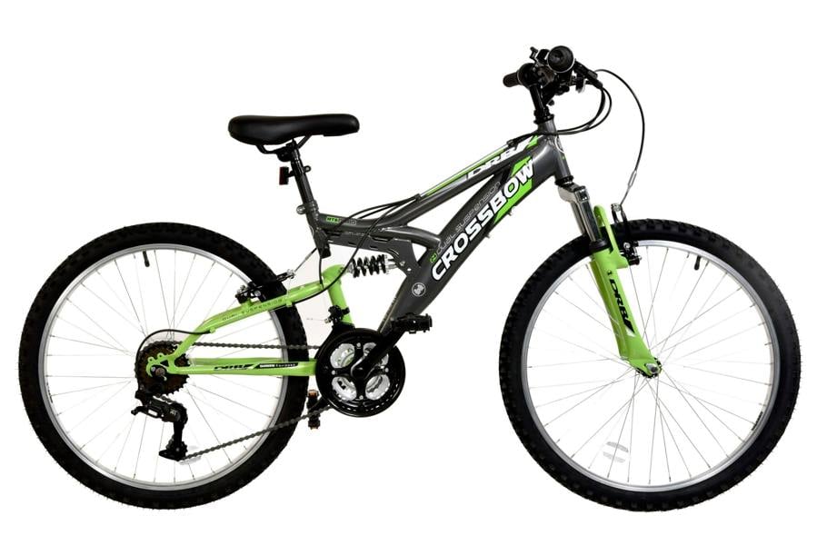 Dallingridge Crossbow Junior Full Suspension Mountain Bike, 24" Wheel - Graphite/Lime
