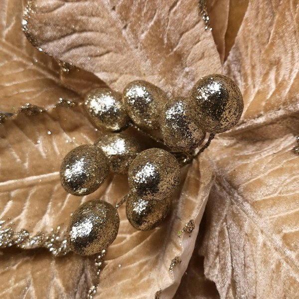 Samuel Alexander 68cm Champagne Gold Velvet Poinsettia Stem Christmas Decoration