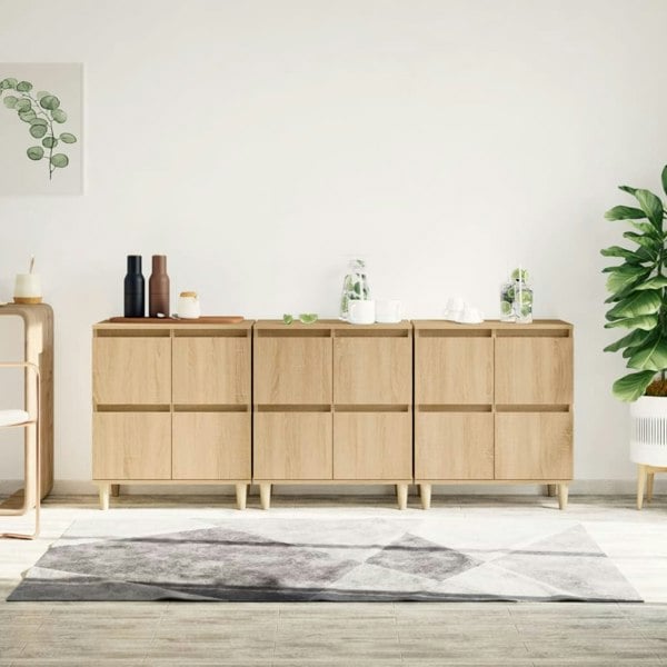 Berkfield Sideboards 3 pcs Sonoma Oak 60x35x70 cm Engineered Wood
