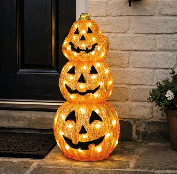 80L White LED Acrylic Pumpkin Outdoor Halloween Decoration with  5m Lead Cable BS IP20 Transformer Timer 6 18H