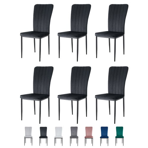 Set of 6 Velvet Effect Dining Chairs Plush Padded Upholstered Accent Chair Elle