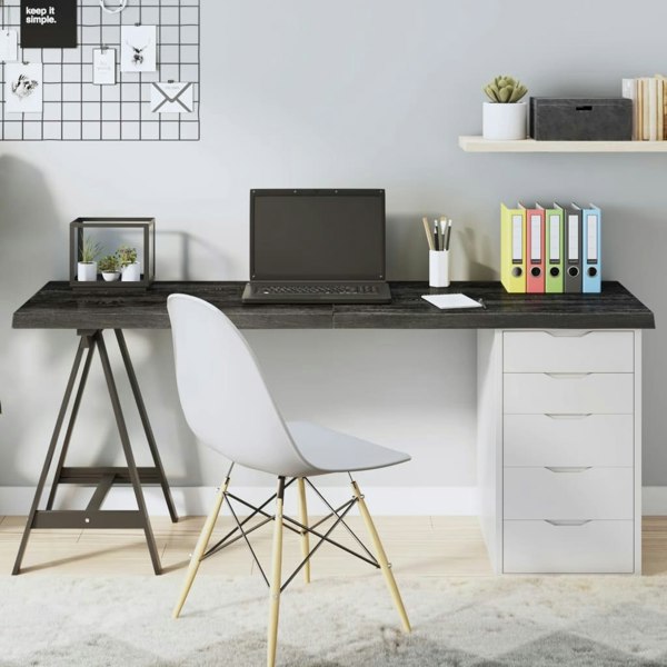 Berkfield Table Top Dark Grey 160x60x4 cm Treated Solid Wood Oak