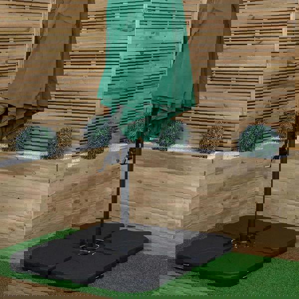 Samuel Alexander 3m Cantilever Banana Garden Parasol in Green with Crank Handle and Parasol Base Weights Included