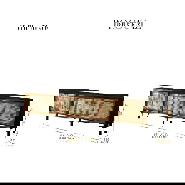 Dogon Rattan TV Stand, Black, Solid Wood-Weilai Concept-Weilai Concept