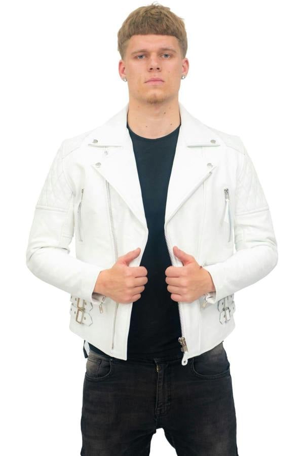 Infinity Leather Mens Cowhide Leather Biker Jacket-Nassau