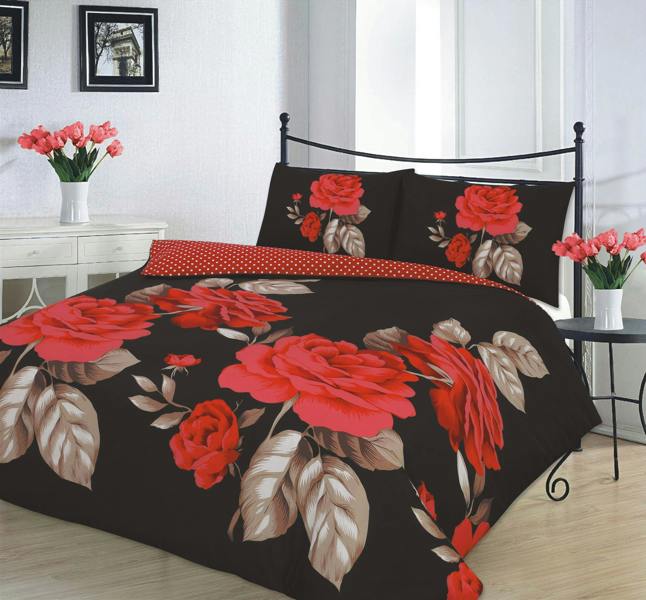 Isabella Black and Red Duvet Cover Set