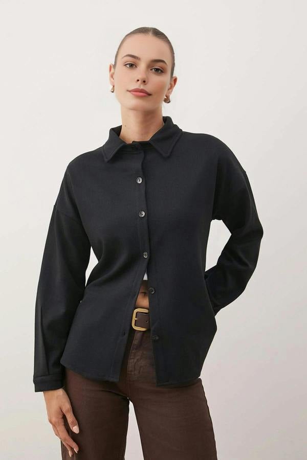 WOVCOR Selanik Polo Collar Button-Down Oversize Shirt