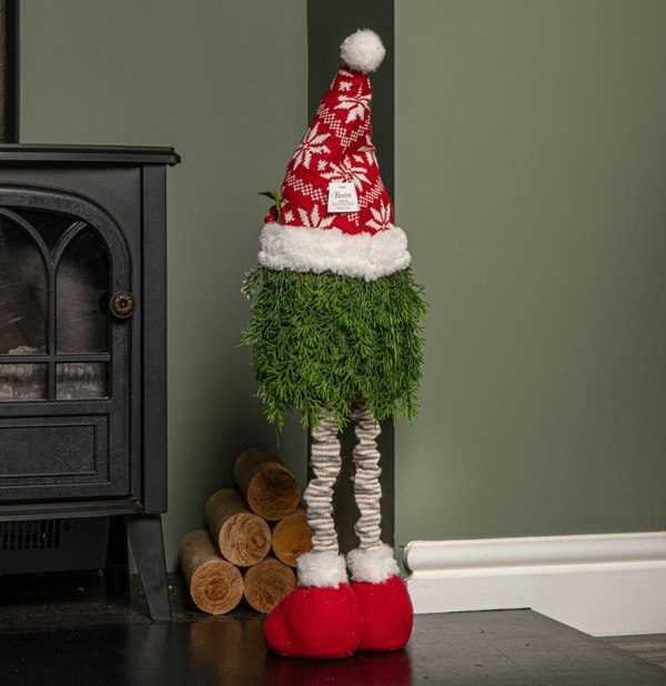Samuel Alexander 76cm Red and White Christmas Tree Standing Gonk with Snowflake Hat and Extendable Legs